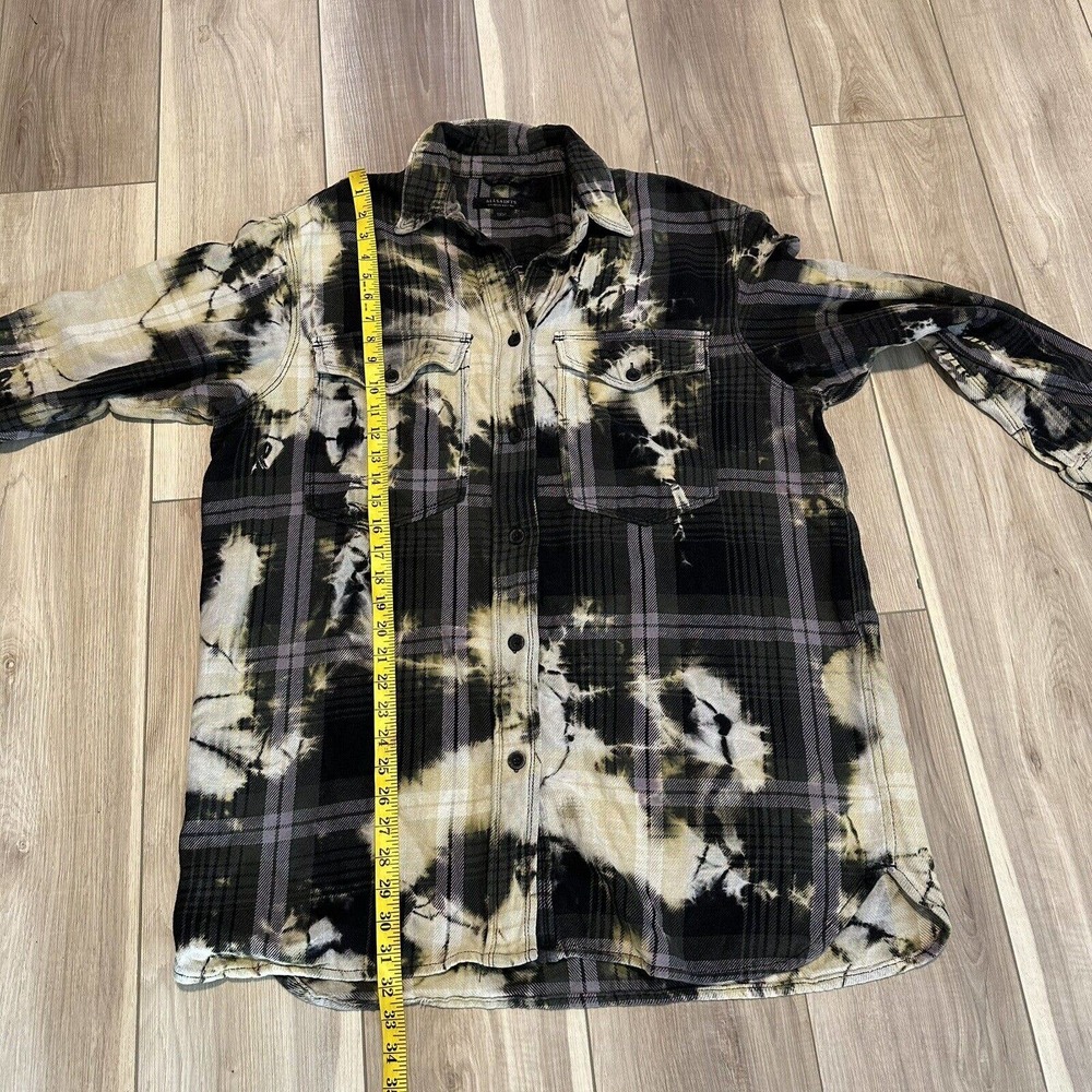 All Saints Lily Check Shacket Shirt Dress Flannel Size 8 Tie Dye Black - Picture 8 of 8